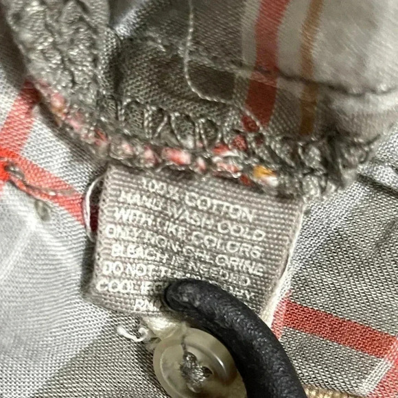 Fossil Tan Plaid Semi-Sheer Shirt Top Size Medium - Picture 6 of 6